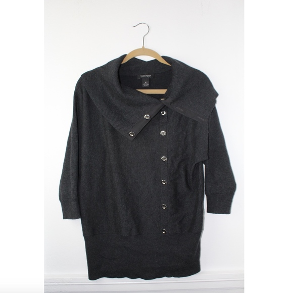 white house black market Sweaters - WHBM Gray Button Down Turtleneck Sweater